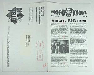 MOFO KNOWS #14 3/94 David Letterman Trick PENN & TELLER Newsletter LOU REED - Picture 1 of 3