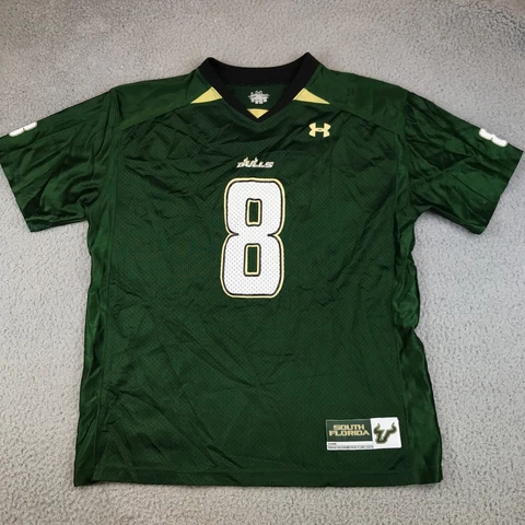 University of South Florida Bulls #8 Jersey Men's Large Green Short Sleeve UA Cover