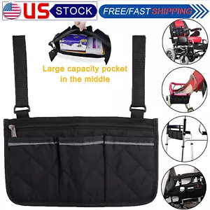 Wheelchair Side Pouch Storage Bag Pocket Organizer Holder Rollator Walker Aid - Picture 1 of 13