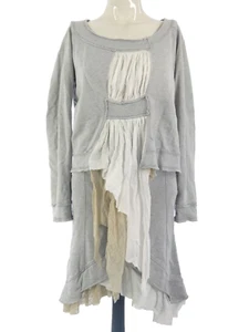 Vintage STEFANEL Outfit Skirt Blouse Set Grey Co Ord Ruffle Asymmetric Size M L - Picture 1 of 14