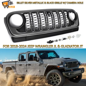Billet Silver & Black Rubicon Grille For Jeep Wrangler JL Gladiator JT 2018-2024 - Picture 1 of 13