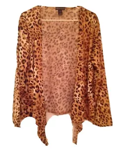 Made in Heaven Leopard Print Travel Jacket Top, Long Sleeve, Tie Front , XL - Picture 1 of 3