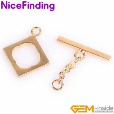 Square 14K Gold Filled Toggle Bar Clasps Pearl Necklace Jewelry Making Closures - Image 1 of 4