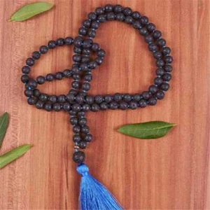 Collar de piedras preciosas Mala con borlas de piedra de lava de 8 mm 108 cuentas para hombre - Imagen 1 de 9