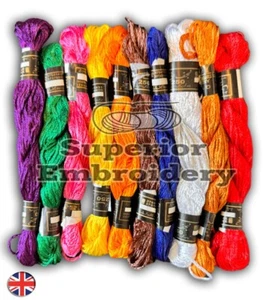 10 Viscose Metallic Floss Stitch Hand Embroidery Silk Skeins Demanding Colour UK - Picture 1 of 11
