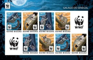 WWF Senegal GALAGOS Monkeys IMPERFORATE MNH 8v-Stamp Sheet #2 2015 Guinea-Bissau - Picture 1 of 1