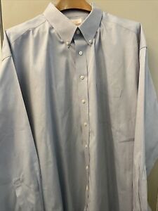 Roundtree & Yorke Gold Label Shirt Mens 19/35 BIG SOLID BLUE Pinpoint Button Up