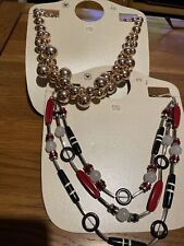 M&S Woman 2 Necklaces Rose & Black/Red New