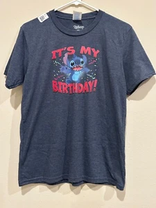 Disney Gray Stitch “It’s My Birthday” T-Shirt Unisex Kids Size L Large 10-12 NWT - Picture 1 of 5