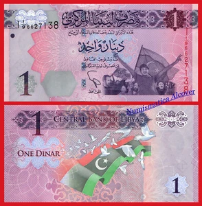 LIBIA LIBYA 1 Dinar 2013 Pick 76 SC / UNC - Imagen 1 de 1