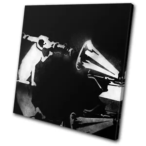 HMV Dog Rocket Launcher Banksy Hi Res TELA SINGOLA PARETE ARTE stampa immagine - Foto 1 di 1