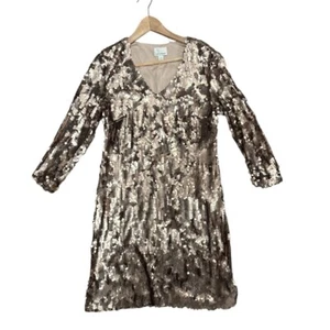 Donna Morgan Sequin Party V-Neck Long Sleeve Cocktail Dress Sz 12 - Picture 1 of 5