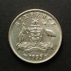 1955 Australia Sixpence 0.500 Silver Km #58 World Coin