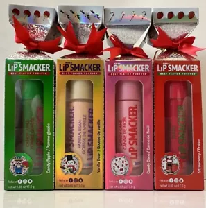 4 X Lip Smackers Biggy Mega Strawberry Candy Cane Vanilla Bean Candy Apple 0.60 - Picture 1 of 3