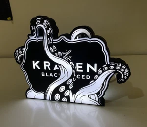 Kraken Ron Negro Iluminado Pared Luz LED Caja Pub Letrero, Barra Mancave, USB - Imagen 1 de 8