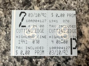 CUTTING EDGE MOVIE Ticket Stub 3/10/1992 - Picture 1 of 2