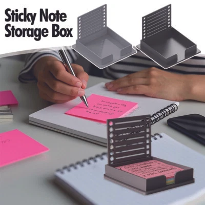 Sticky Note Storage Box with Template Office Desktop Organizer for Memo Notes. - Image 1 of 4