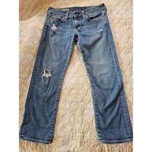 LADIES AG ADRIANO GOLDSCHMIED DISTRESSED TOMBOY STRAIGHT LEG JEANS SIZE 27