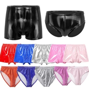 Herren Kunstleder Boxershorts Wetlook Latex Badehose glänzend Shorts Unterhose - Bild 1 von 95