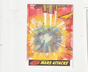 MARS ATTACKS 1/1 SKETCH ART CARD 2012 TOPPS SIGNED JOHN SOUKUP/ MARS EXPLODES - Picture 1 of 2