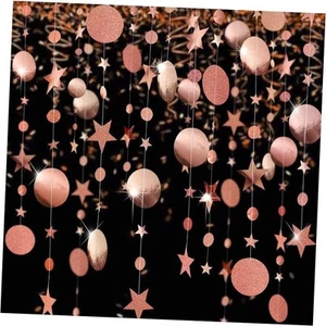 Rose Gold Party Decoration Rose Gold Star Circle Dot Hanging Garland Hanging - Picture 1 of 5
