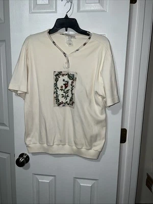 Top bordado vintage Jantzen Classics para mujer talla mediana flores elástico  Foto 1 de 4