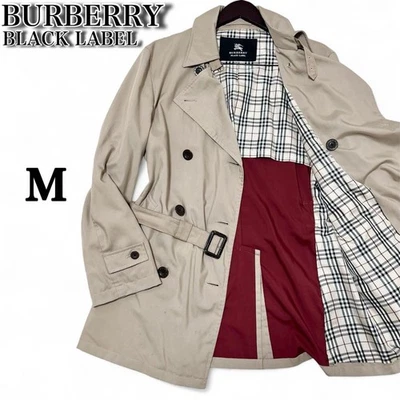 BURBERRY BLACK LABEL Men's Trench Coat Beige Nova Check Belt M #EK AAA - Image 1 of 4