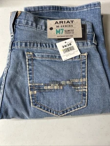 Ariat M7 Jeans Men 34x38 Slim Fit Straight Leg Hartwell Denim Cowboy Rodeo New - Bild 1 von 10