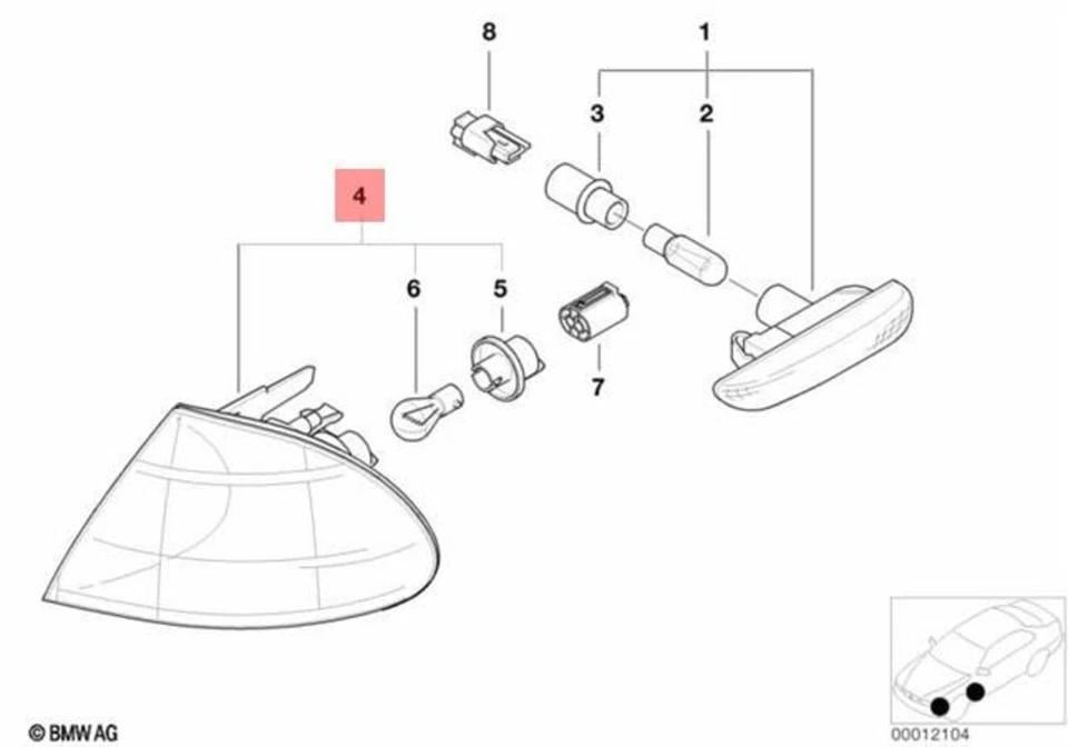Luz de esquina delantera izquierda original BMW E46 sedán vagón OEM 63136902765 Foto 1 de 1