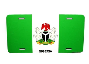 NIGERIA NIGERIAN FLAG COAT OF ARMS METAL CAR NOVELTY LICENSE PLATE AUTO TAG - Picture 1 of 15