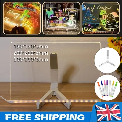 LED Note Board with Colors, Acrylic Dry Erase Board with 7 Pens for Home Office - Image 1 of 4