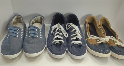 Sapato de barco, tênis e caminhada feminino 3 Pr Keds Ortholite náutico marinho tamanho 8.5 - Imagem 1 de 4