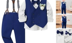 Toddler Baby Boy Clothes Suit Gentleman Wedding Outfits, 12-18 Months V Blue - Picture 1 of 7