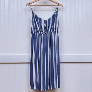 Hint of Blush Women's XL Blue Stripe Sleeveless Button Front Sundress Midi Summe - Picture 1 of 9