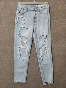 American Eagle Strigid Mom Jeans Damen 27 4 blau helle Waschung destroyed NEU - Bild 1 von 13