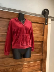 VGT Juicy Couture Red velvet velour track full zip jacket size XS hoodie Y2K - Picture 1 of 8