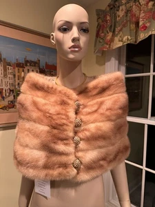 49" x 15" Natürlicher weiblicher blonder Nerz Echtpelz Cape Halstuch Stola Alt Hollywood USA - Bild 1 von 14