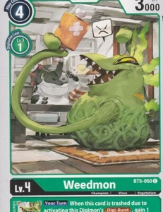 2021 BANDAI DIGIMON CARD GAME - WEEDMON BT5-050 C - GREEN - Picture 1 of 2