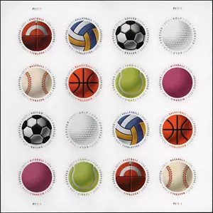 HAVE A BALL US SPORTS SOCCER #5203-5210 MLB NFL NBA MINT 16 FOREVER STAMP SHEET - Picture 1 of 2