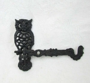 Cast Iron Owl 5" Swivel Swing Arm Wall Bracket Hanger Keys Plants Vintage - Picture 1 of 3