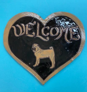 Vintage Shar Pei Red Clay Heart Welcome Sign Loercher Lancaster PA 2001 - Picture 1 of 5