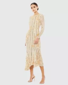 Mac Duggal 93627 Long Sleeve Embellished Tea Length Dress Size 12 NWT (Other) - Picture 1 of 19