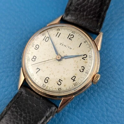 Vintage 1945 ZENITH Watch - Solid 18k Rose Gold case - Caliber 106 - 33.5mm - image 1 of 4