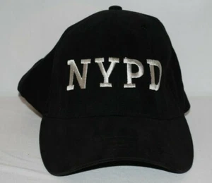 NYPD Baseball Hat Black with White Lettering Adjustable Strap - Picture 1 of 5