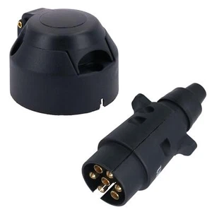 Tow Bar Electrics 7 pin 12v N Type PLASTIC Socket & Plug Trailer Lights Hook Up - Picture 1 of 6