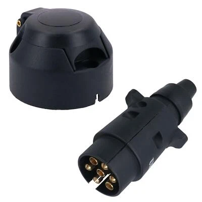 Tow Bar Electrics 7 pin 12v N Type PLASTIC Socket & Plug Trailer Lights Hook Up - Image 1 of 4