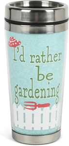 Rather Be Gardening Pale Blue 16 Ounces Stainless Steel Travel Mug Tumbler - Picture 1 of 12