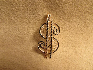 14kt Yellow Gold Filigree and Dia/Cut Dollar Sign Charm/pendant - Picture 1 of 4