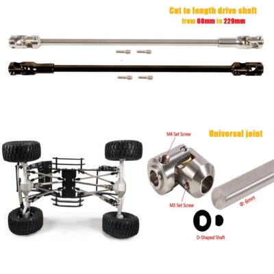 Steel Cut to Length Drive shaft 68-229mm for 1/10 RC Crawler LCG Capra SCX10 Pro - Image 1 of 4