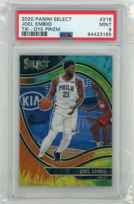 2020-21 Panini Select #216 Joel Embiid Courtside Tie-Dye Prizm #20/25 PSA 9  - Image 1 of 2